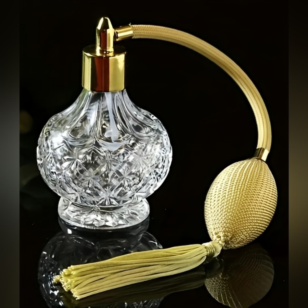Elegant Glass Bulb Perfume Bottle Atomizer Gold Tassel- Refillable